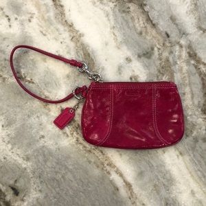 Coach wristlet, fuchsia patent leather